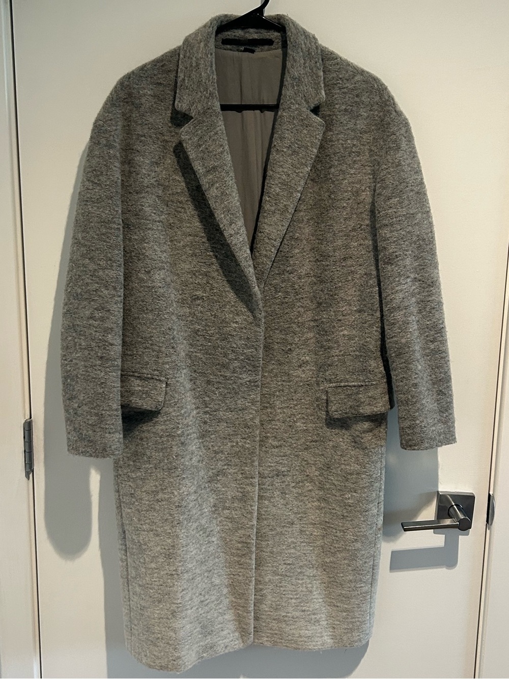 All Saints Gray Long Wool-Blend Trench Coat